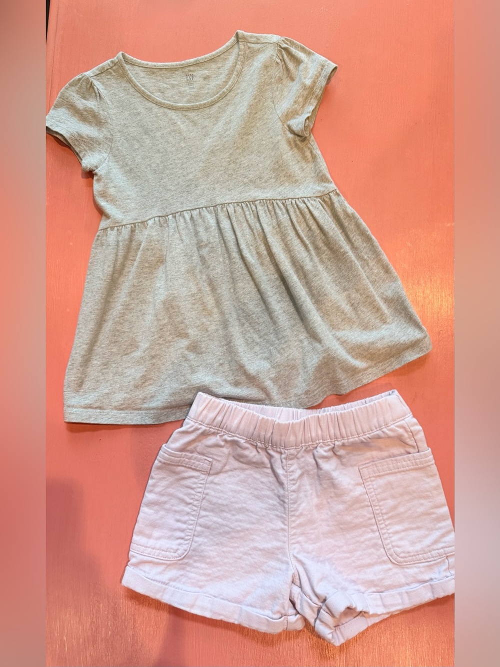 GAP Peplum top and Lavender Crinkle Gauze shorts